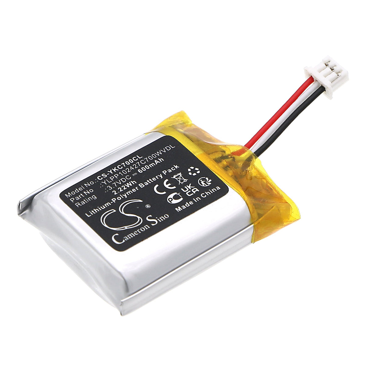 3,7V, Li-Polymer, 600mAh, batterie de communication et de conférence adaptée à Yealink, Ylpp102427c700wvdl, Cp700, 2,22Wh Communication & Conférence Cameron Sino Technology Limited