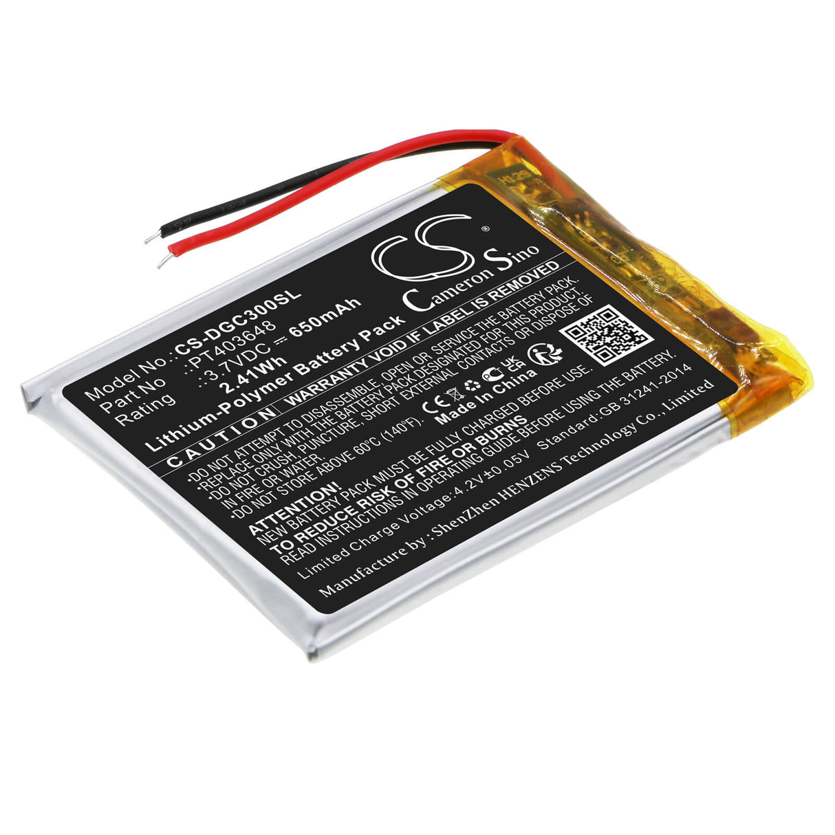 3.7V, Li-Polymer, 650mAh, Headset battery fits Denon, Pt403648, Ah-gc30, 2.41Wh Wireless Headset Cameron Sino Technology Limited