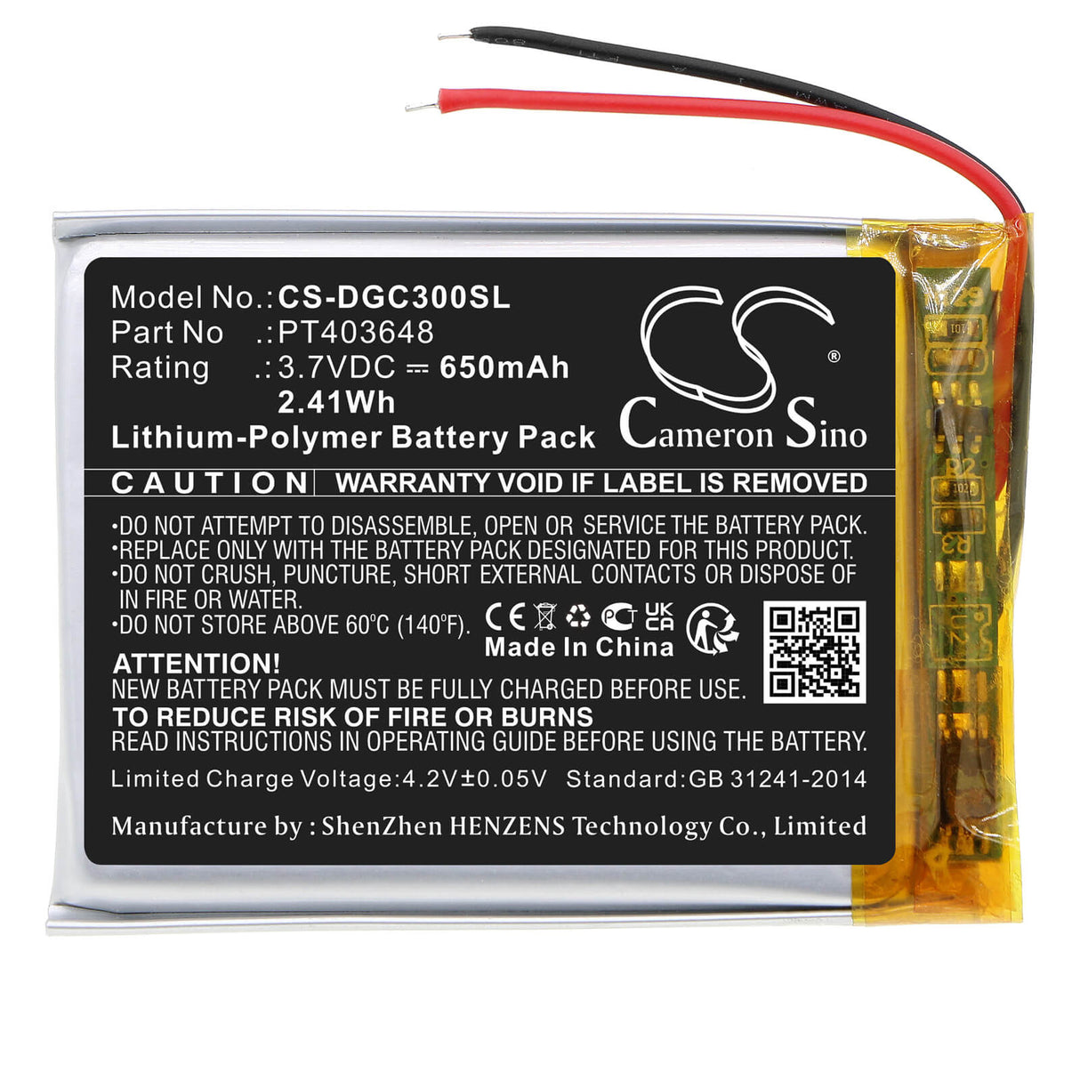 3.7V, Li-Polymer, 650mAh, Headset battery fits Denon, Pt403648, Ah-gc30, 2.41Wh Wireless Headset Cameron Sino Technology Limited
