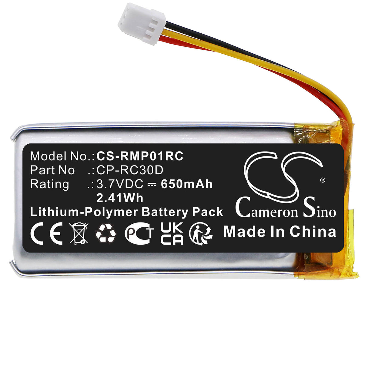 3.7V, Li-Polymer, 650mAh, Keyboard,Mouse battery fits Razer, Cp-rc30d, Basilisk Ultimate, Naga Pro, 2.41Wh Keyboard,Mouse Cameron Sino Technology Limited