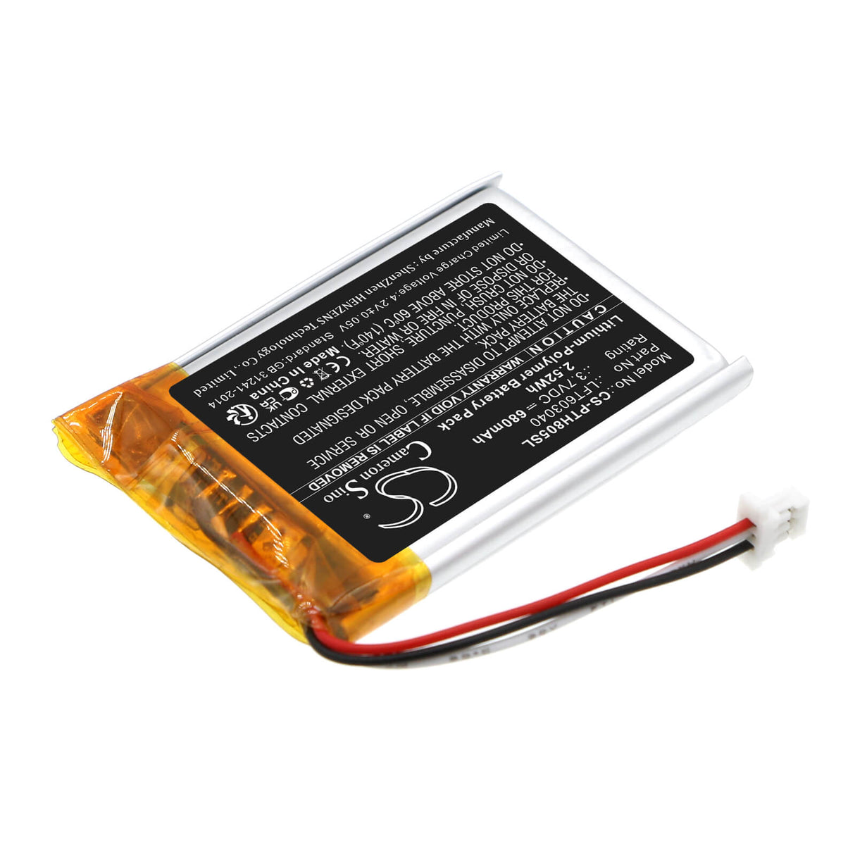 3.7V, Li-Polymer, 680mAh, Headset battery fits Philips, Lft603040, Taph805, 2.52Wh Wireless Headset Cameron Sino Technology Limited