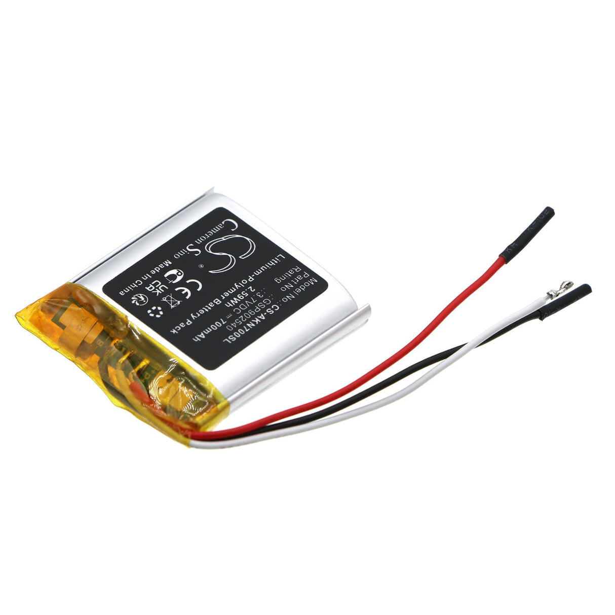 3.7V, Li-Polymer, 700mAh, Headset battery fits Akg, Gsp902540, N700nc, 2.59Wh Wireless Headset Cameron Sino Technology Limited