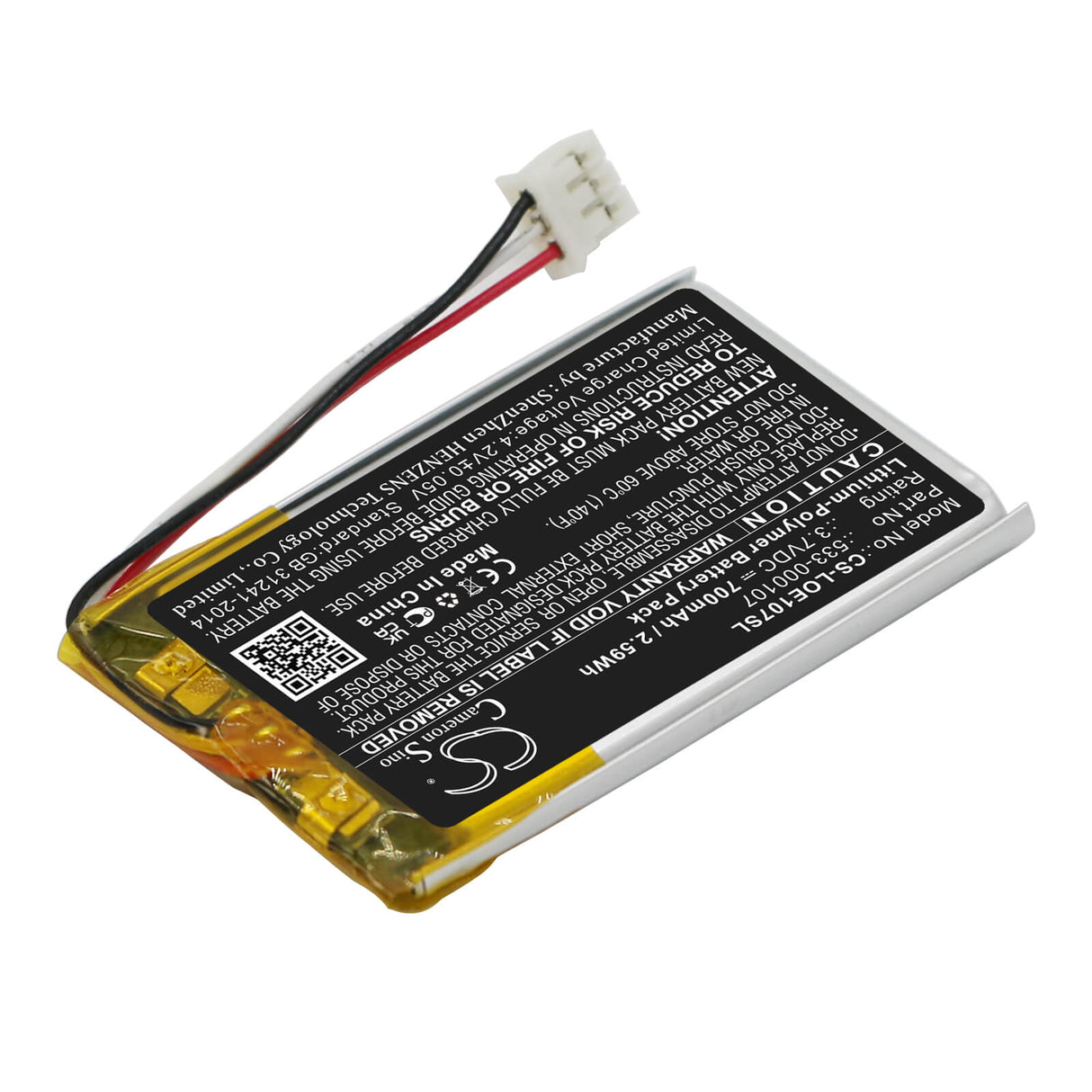 3,7V, Li-Polymer, 700mAh, Batterie de haut-parleur compatible avec Logitech, Extrême-Orient, S00149, 2,59Wh Haut-parleur Cameron Sino Technology Limited