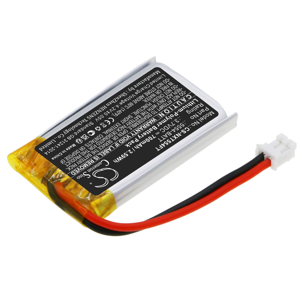 3.7V, Li-Polymer, 700mAh, Flashlight battery fits Nightstick, 5554-batt, Xpr-5554g Headlamp, 2.59Wh Flashlight Cameron Sino Technology Limited