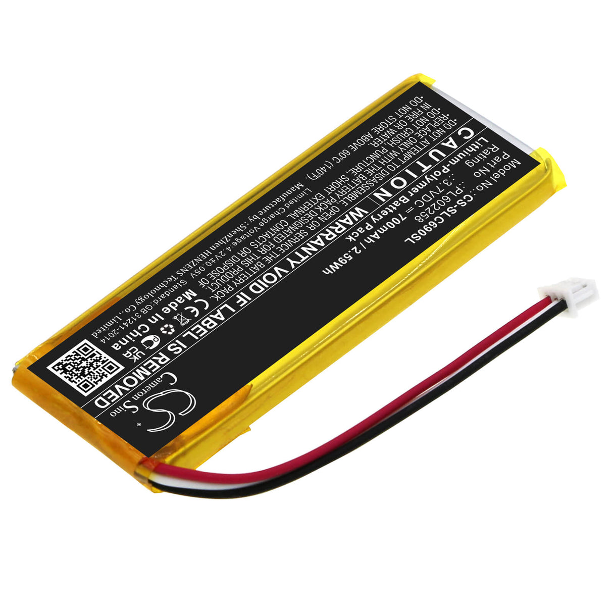 3,7V, Li-Polymer, 700mAh, batterie de console de jeu convient à Steelseries, Pl602258, 69070, 69089, 2,59Wh Console de jeu Cameron Sino Technology Limited