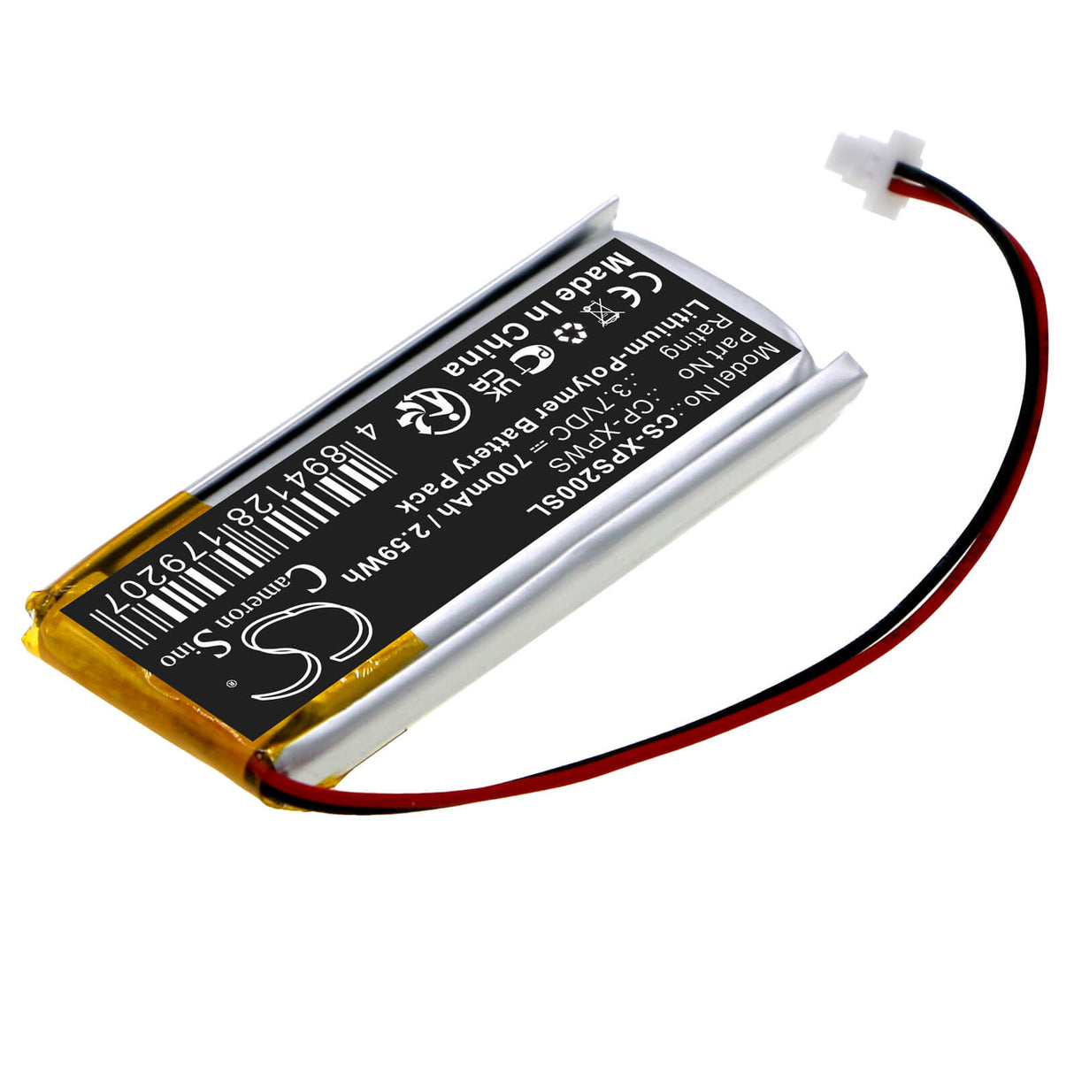 3,7V, Li-Polymer, 700mAh, Batterie d'équipement compatible avec Xp Deus, Cp-xpws, MI-4 Pinpointers, Mi-6 Pinpointers, 2,59Wh Équipement, Enquête, Test Cameron Sino Technology Limited