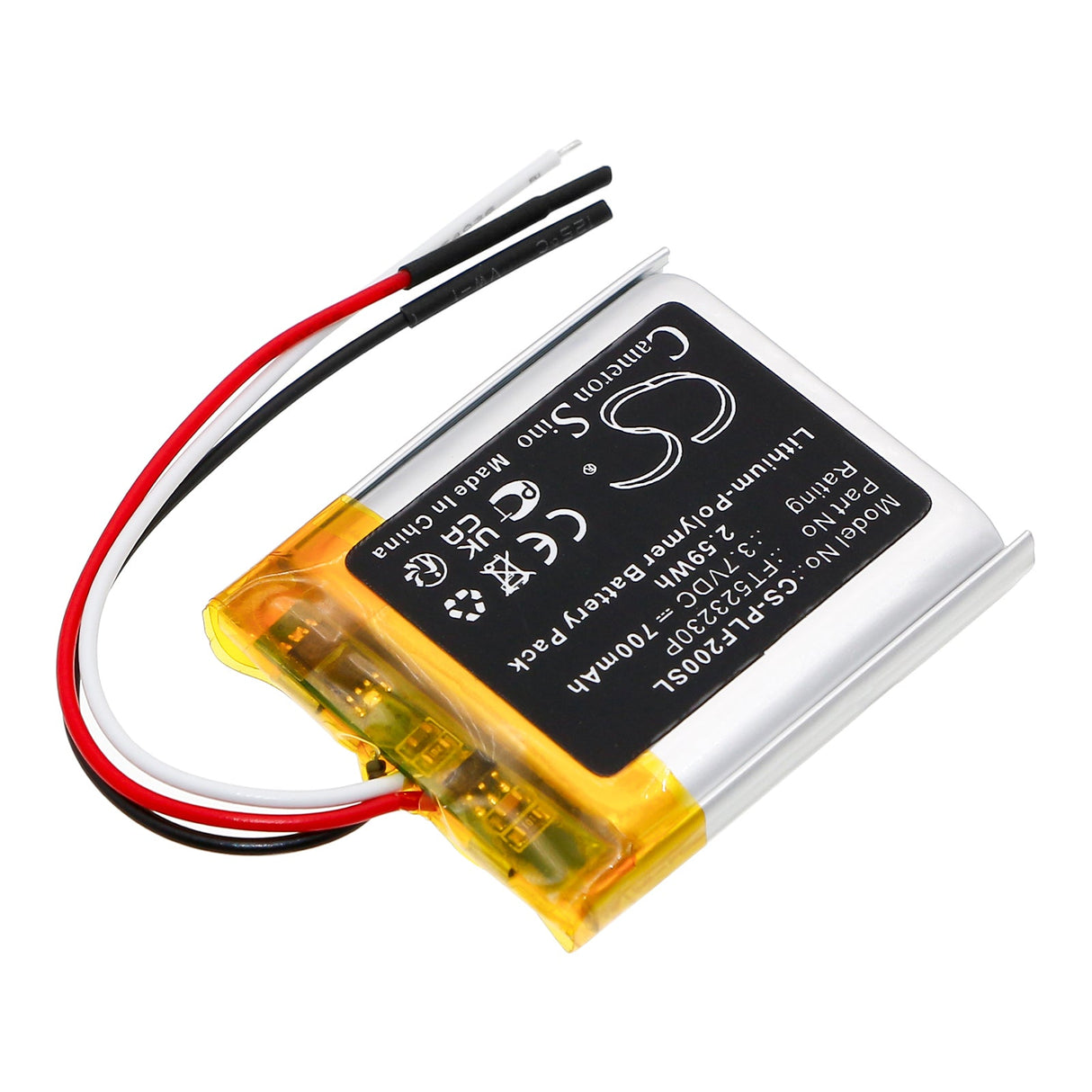 3.7V, Li-Polymer, 700mAh, Wireless Headset battery fits Plantronics, Voyager Focus 2, 2.59Wh Wireless Headset Cameron Sino Technology Limited