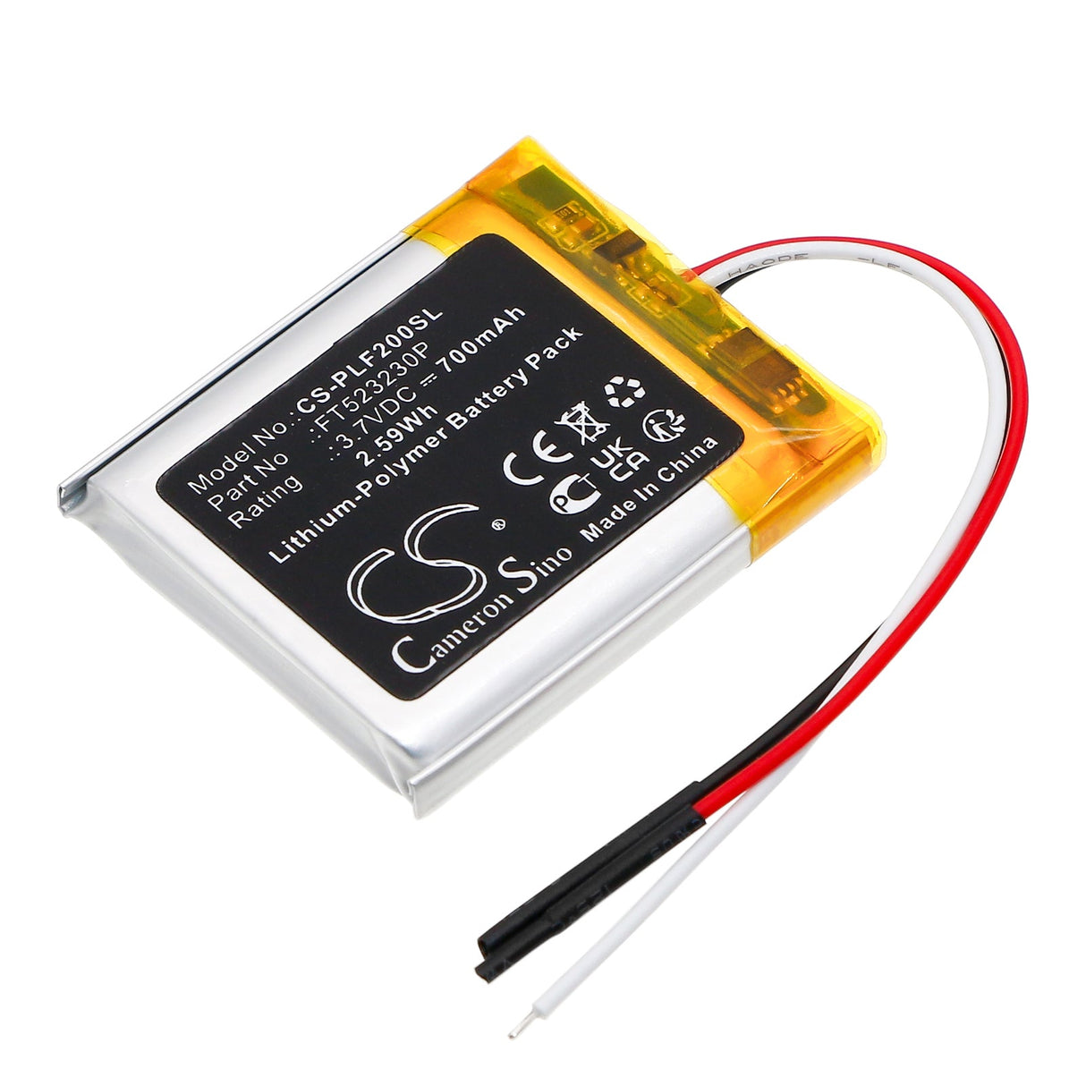 3.7V, Li-Polymer, 700mAh, Wireless Headset battery fits Plantronics, Voyager Focus 2, 2.59Wh Wireless Headset Cameron Sino Technology Limited