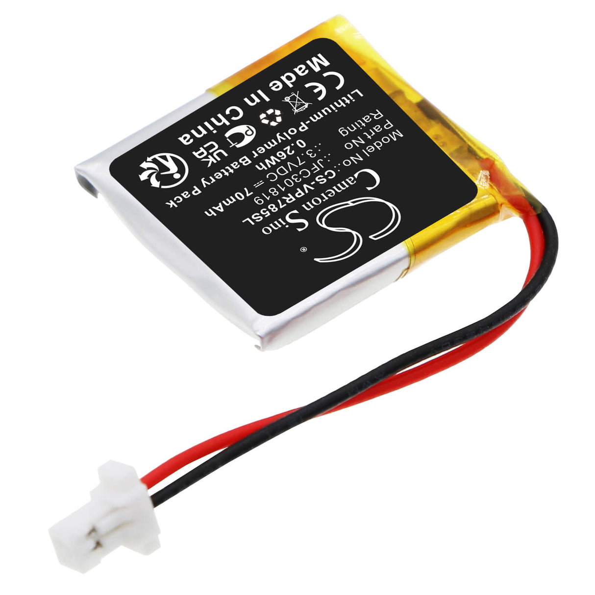 3.7V, Li-Polymer, 70mAh, Remote Start battery fits Clifford, Python, Automate, Viper, Jfc301819, 7857a, 0.26Wh Remote Start and Entry Systems Cameron Sino Technology Limited