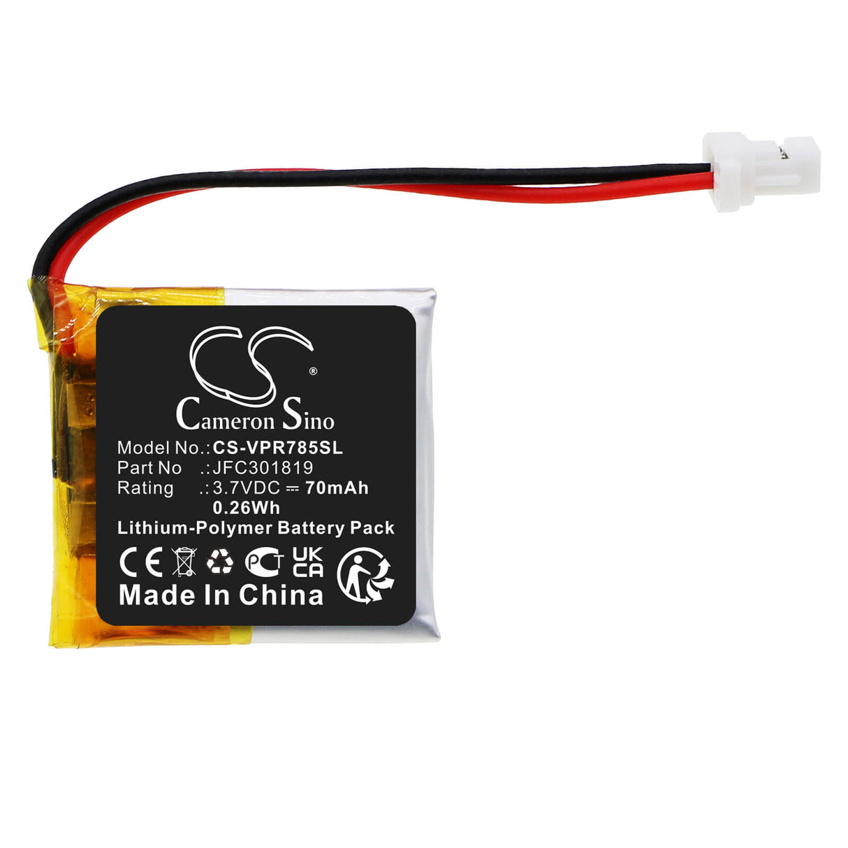 3.7V, Li-Polymer, 70mAh, Remote Start battery fits Clifford, Python, Automate, Viper, Jfc301819, 7857a, 0.26Wh Remote Start and Entry Systems Cameron Sino Technology Limited