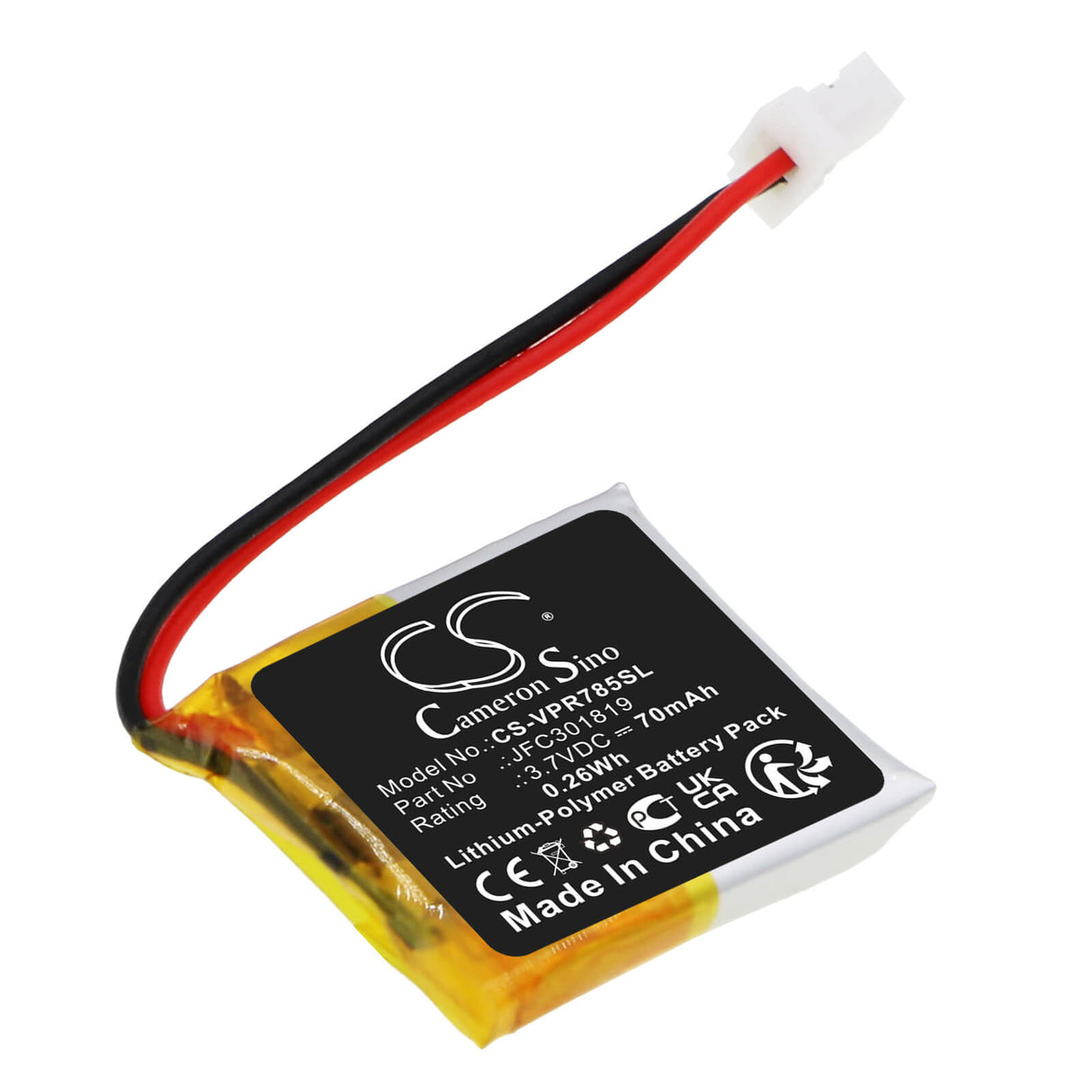 3.7V, Li-Polymer, 70mAh, Remote Start battery fits Clifford, Python, Automate, Viper, Jfc301819, 7857a, 0.26Wh Remote Start and Entry Systems Cameron Sino Technology Limited