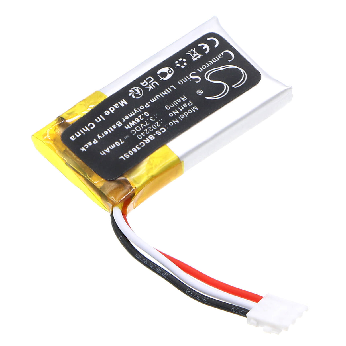 3.7V, Li-Polymer, 70mAh, Batterie de pièces Ebike compatible avec Bosch, Brc3100, Brc3600, 0.26Wh Pièces Ebike Cameron Sino Technology Limited