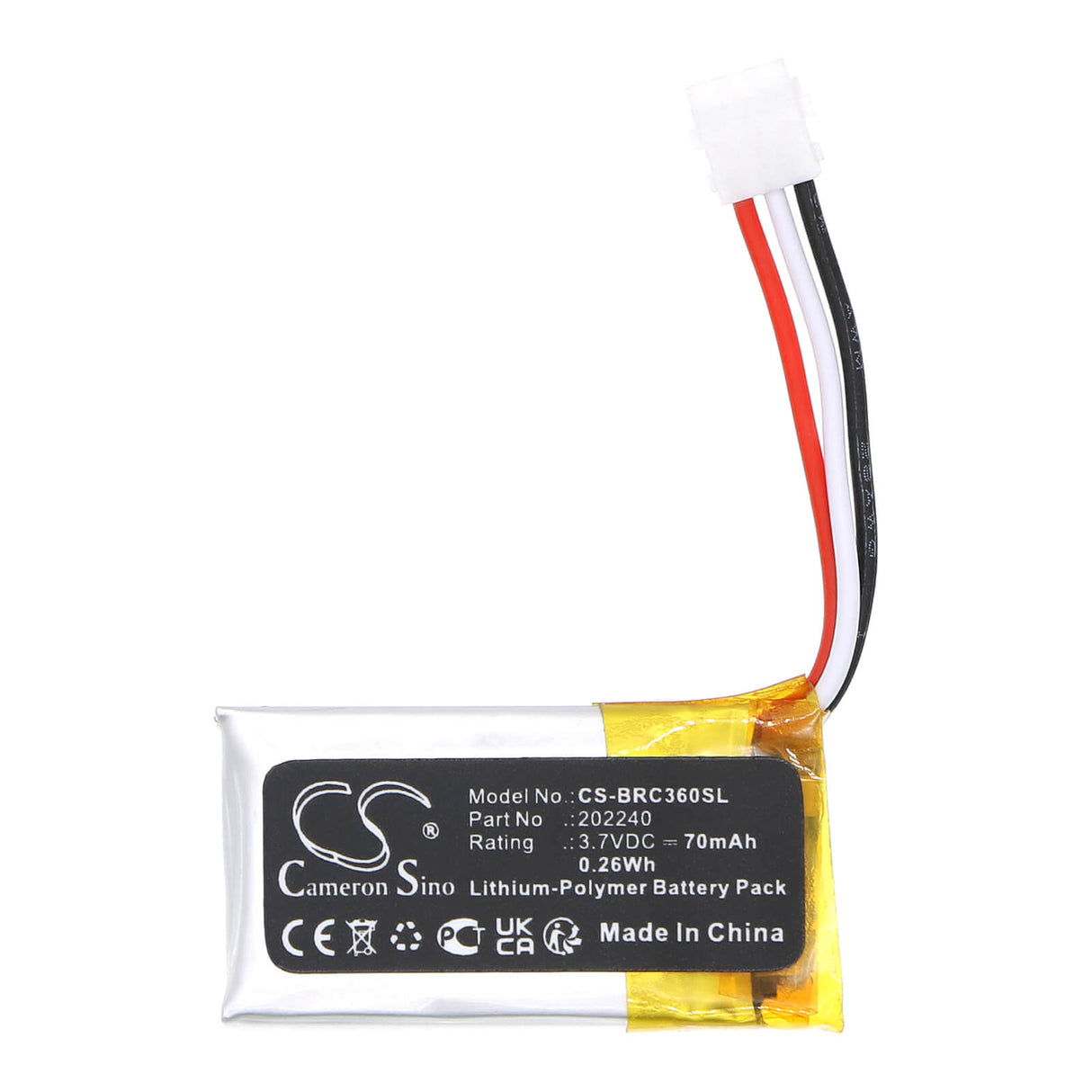 3.7V, Li-Polymer, 70mAh, Batterie de pièces Ebike compatible avec Bosch, Brc3100, Brc3600, 0.26Wh Pièces Ebike Cameron Sino Technology Limited