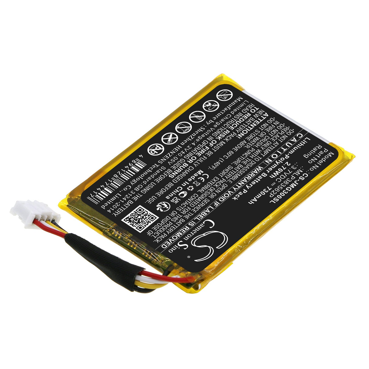 3.7V, Li-Polymer, 730mAh, Speaker battery fits Jbl, Go 3, 2.70Wh Speaker Cameron Sino Technology Limited