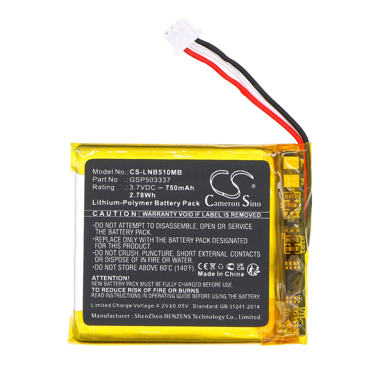 3,7v, Li-polymère, 750mah, Batterie de Babyphone Compatible avec Lionelo Babyline 5.1, 2,78wh BabyPhone Cameron Sino Technology Limited