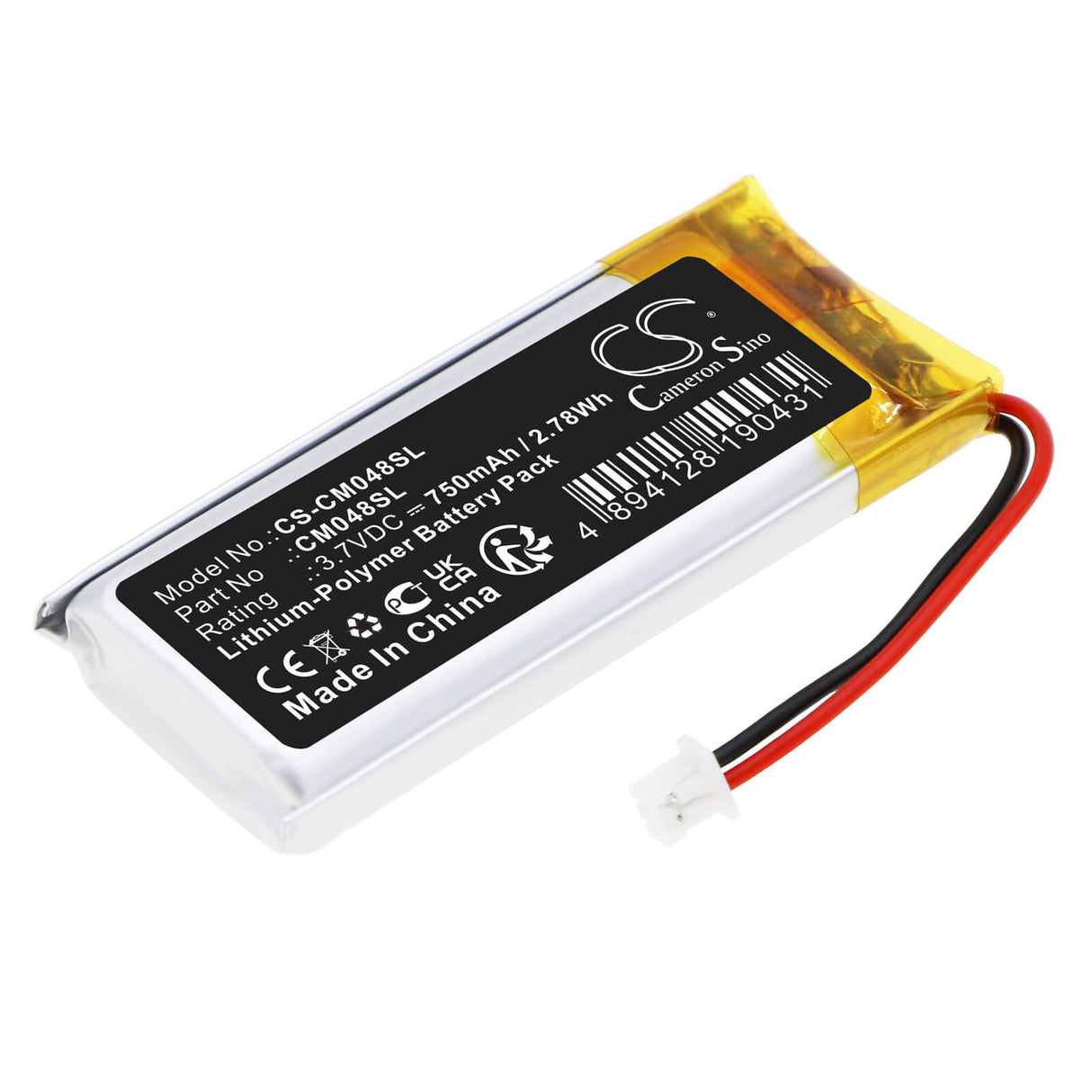 3,7v, Li-polymère, 750mah, Batterie de Cameron Sino Cs-cm048sl, Pack de batterie 2,78wh Cameron Sino Technology Limited