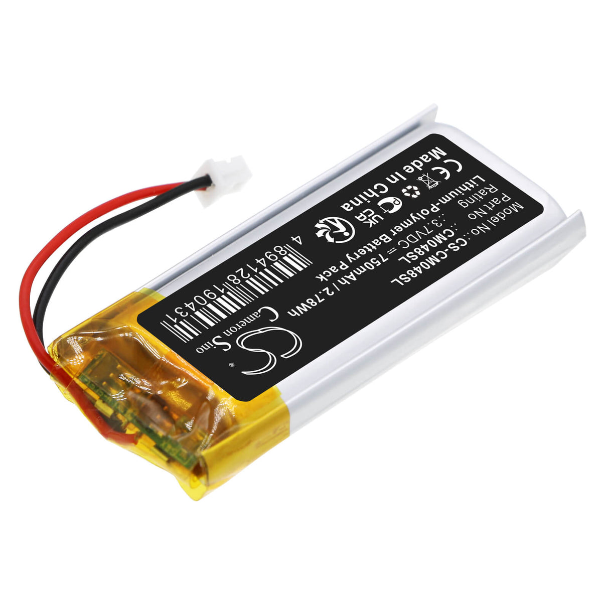 3,7v, Li-polymère, 750mah, Batterie de Cameron Sino Cs-cm048sl, Pack de batterie 2,78wh Cameron Sino Technology Limited