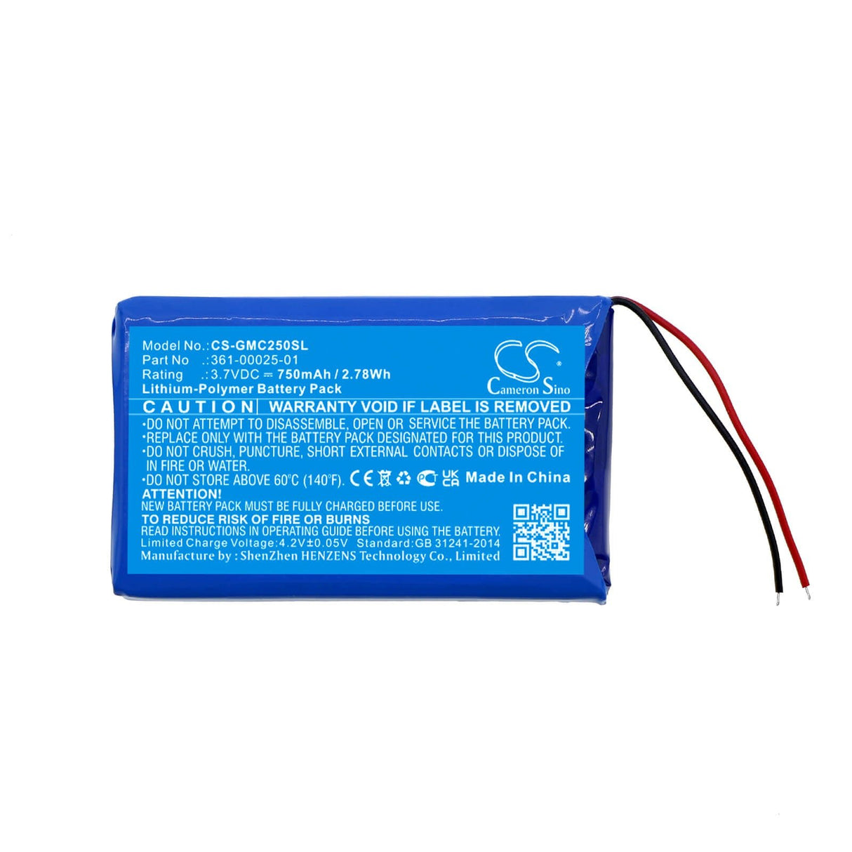 3,7v, Li-polymère, 750mah, Batterie Dashcam Compatible Garmin, Dash Cam 25, Dashcam 25, 2,78wh Dashcam Cameron Sino Technology Limited