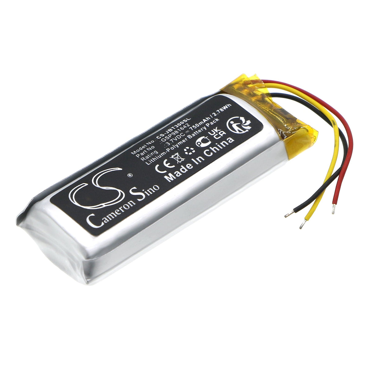 3.7V, Li-Polymer, 750mAh, Headset Battery Fits Jbl, Tune Beam Charging Base, 2.78Wh Wireless Headset Cameron Sino Technology Limited