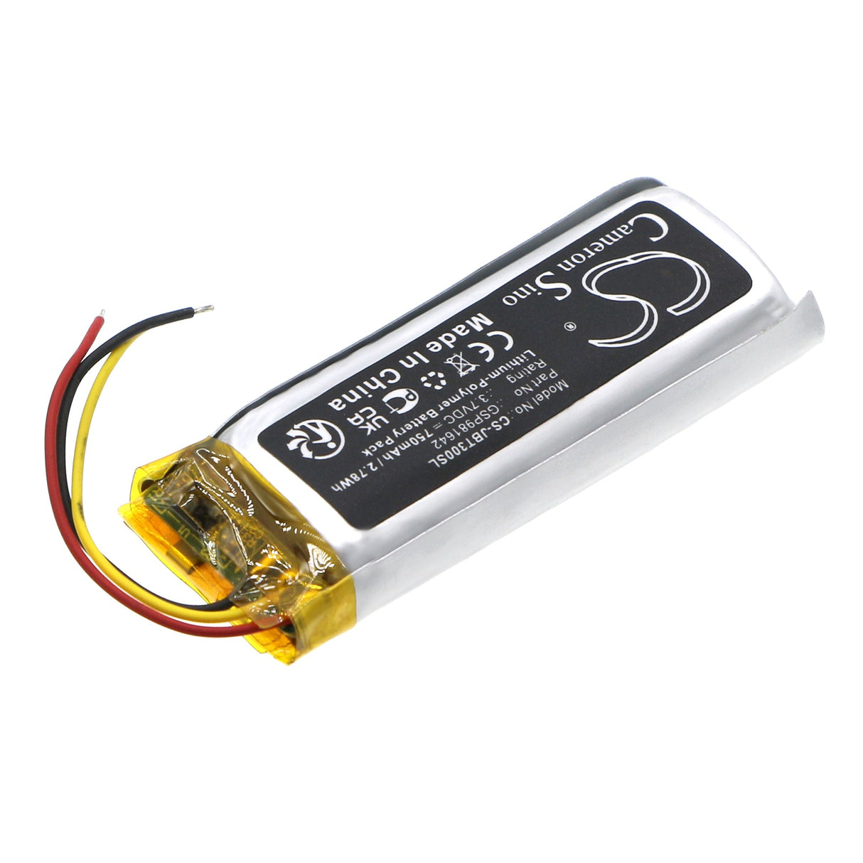 3.7V, Li-Polymer, 750mAh, Headset Battery Fits Jbl, Tune Beam Charging Base, 2.78Wh Wireless Headset Cameron Sino Technology Limited