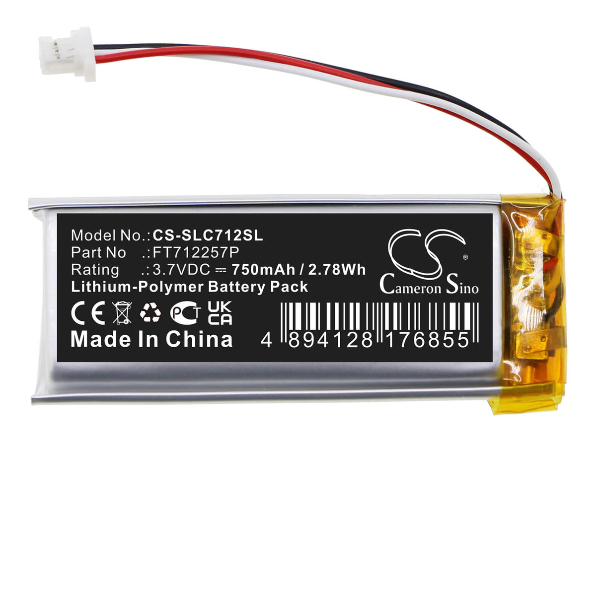 3,7V, Li-Polymer, 750mAh, batterie de console de jeu compatible avec Steelseries, Ft712257p, Nimbus Controller, Nimbus+, 2,78Wh Console de jeu Cameron Sino Technology Limited
