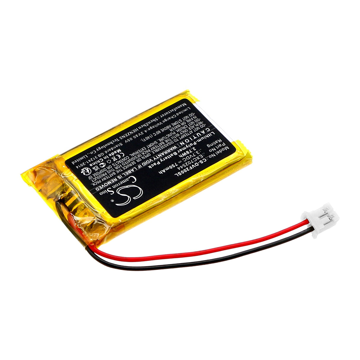 3.7V, Li-Polymère, 750mAh, Batterie pour haut-parleur compatible avec Divoom, Ifit 2, Ifit-2, 2.78Wh Haut-parleur Cameron Sino Technology Limited