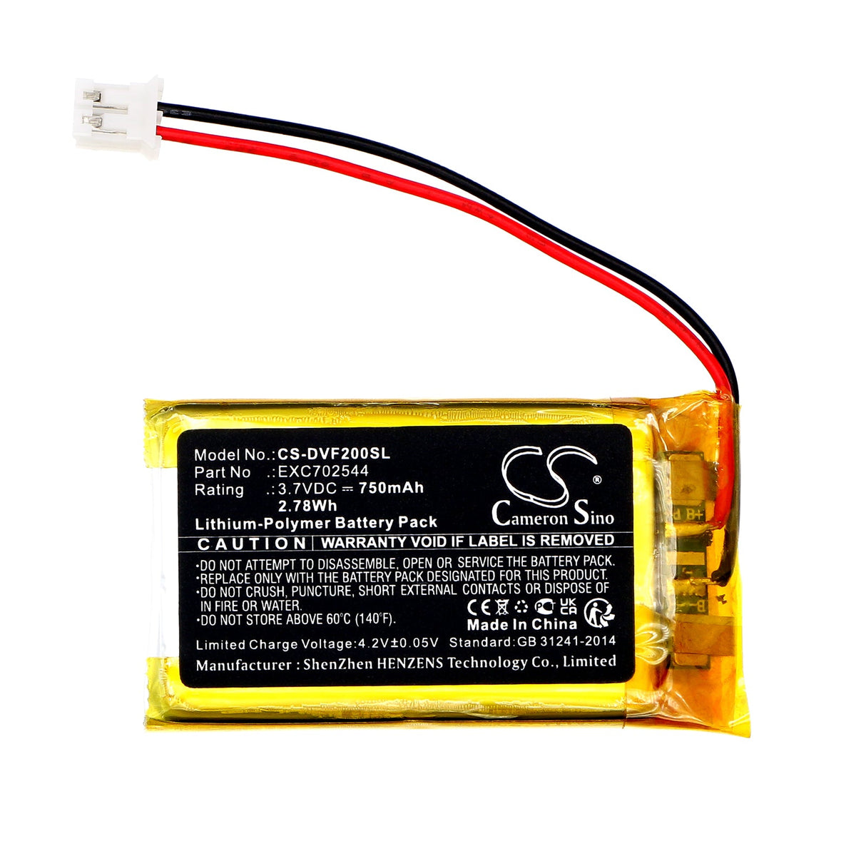 3.7V, Li-Polymère, 750mAh, Batterie pour haut-parleur compatible avec Divoom, Ifit 2, Ifit-2, 2.78Wh Haut-parleur Cameron Sino Technology Limited