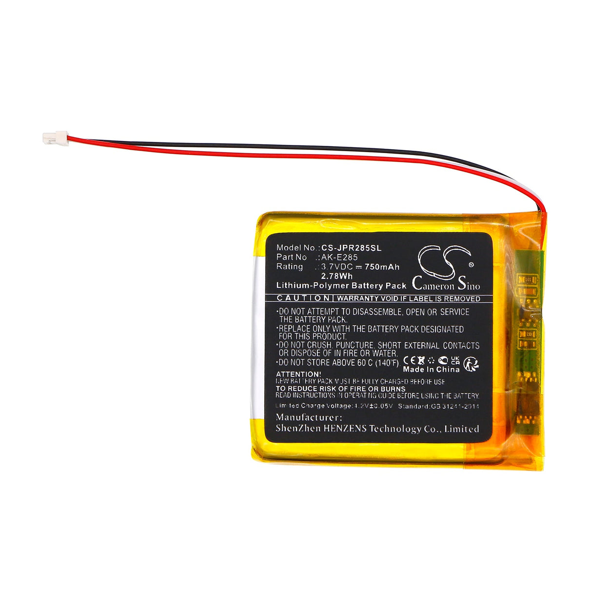 3.7V, Li-Polymer, 750mAh, Wireless Headset battery fits Jabra, Elite 85h, Evolve2 85, 2.78Wh Wireless Headset Cameron Sino Technology Limited