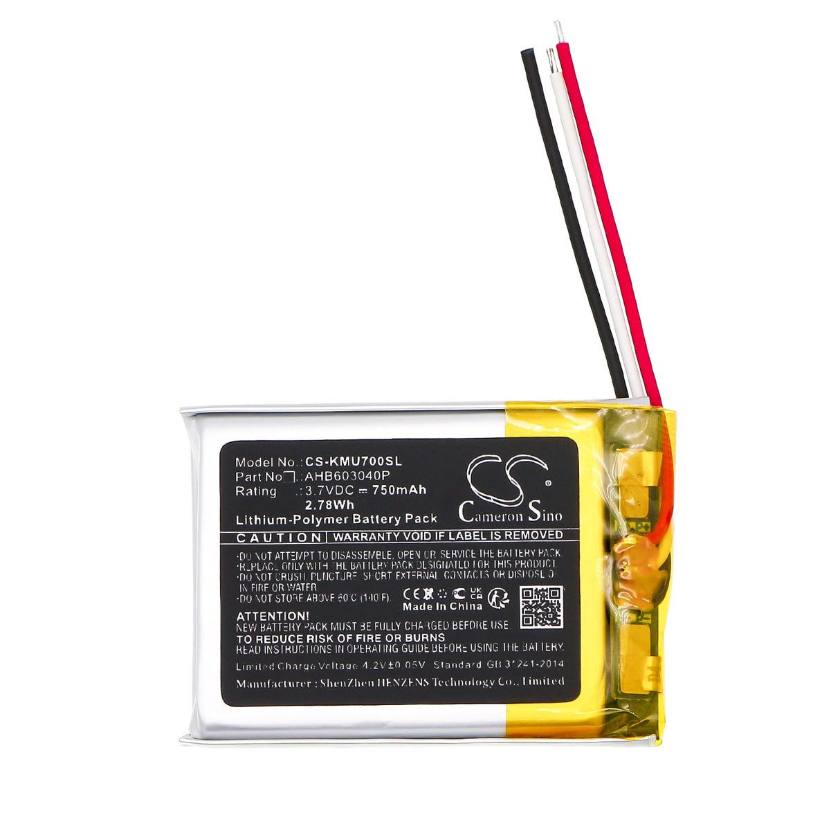 3.7V, Li-Polymer, 750mAh, Wireless Headset battery fits Kef, Mu7, 2.78Wh Wireless Headset Cameron Sino Technology Limited