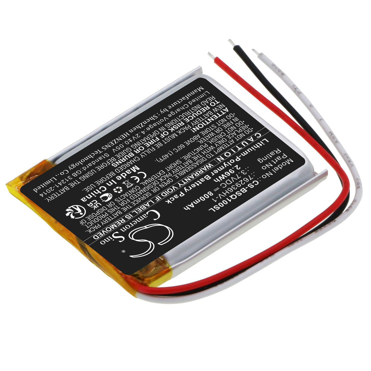 3.7V, Li-Polymer, 800mAh, Headset battery fits Bose, 762936hv-1, Quietcomfort Earbuds Charging, 2.96Wh Wireless Headset Cameron Sino Technology Limited