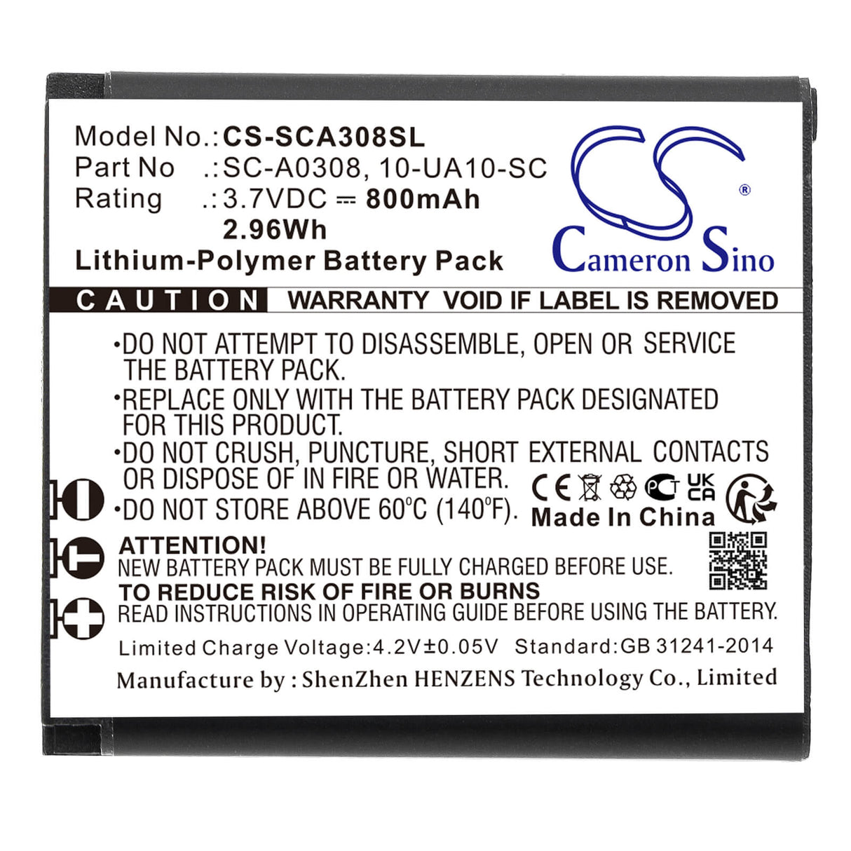 3.7v, Li-polymer, 800mah, Battery Fits Schuberth, Intercoms Sc1 Standard, Sc1 Advance, 2.96wh Batteries for Electronics Cameron Sino Technology Limited (Suspended)