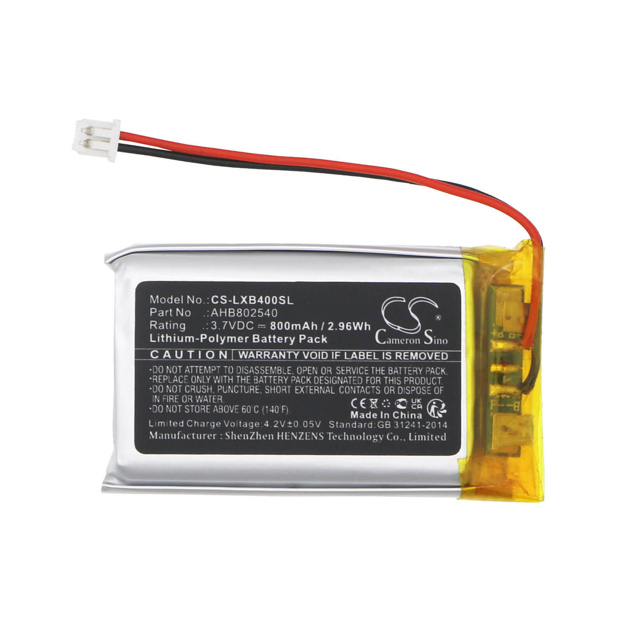3.7V, Li-Polymer, 800mAh Headset Battery Fits Lexin, Ft4 Pro, Lx-b4fm, 2.96Wh Wireless Headset Cameron Sino Technology Limited