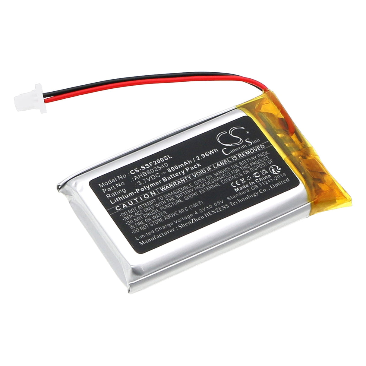 3.7V, Li-Polymer, 800mAh Headset Battery Fits Sena, Sf2, Sf4, 2.96Wh Wireless Headset Cameron Sino Technology Limited