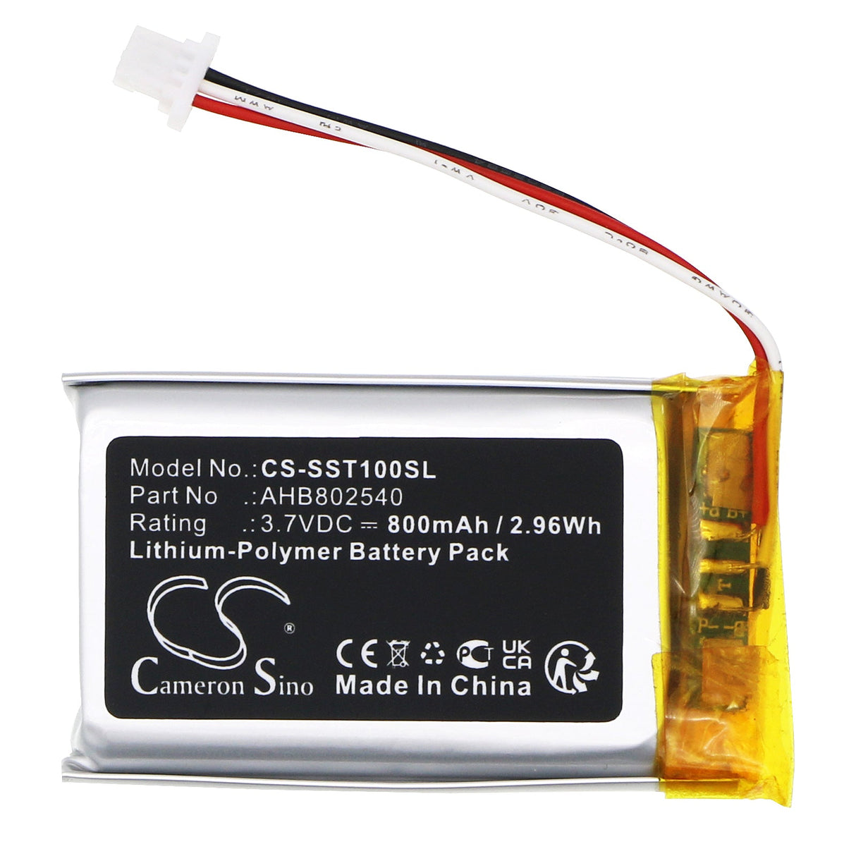 3.7V, Li-Polymer, 800mAh Headset Battery Fits Sena, Spider St1, 2.96Wh Wireless Headset Cameron Sino Technology Limited