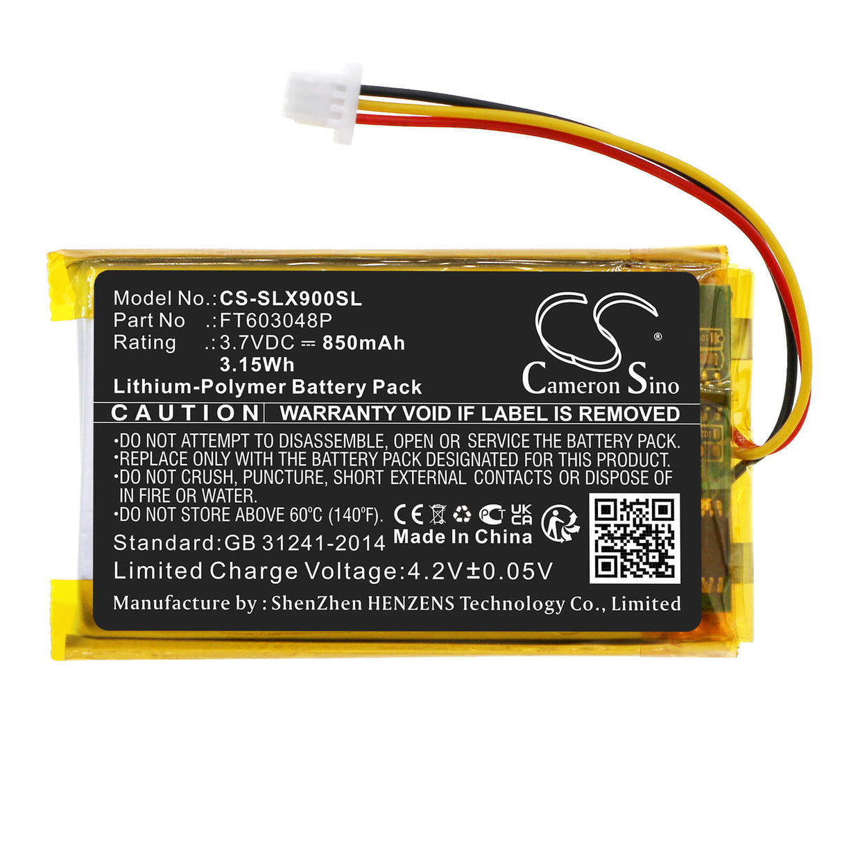 3.7V, Li-Polymer, 850mAh, Headset battery fits Steelseries, Ft603048p, Arctis 9x, Arctis Pdp Lvl50, 3.15Wh Wireless Headset Cameron Sino Technology Limited