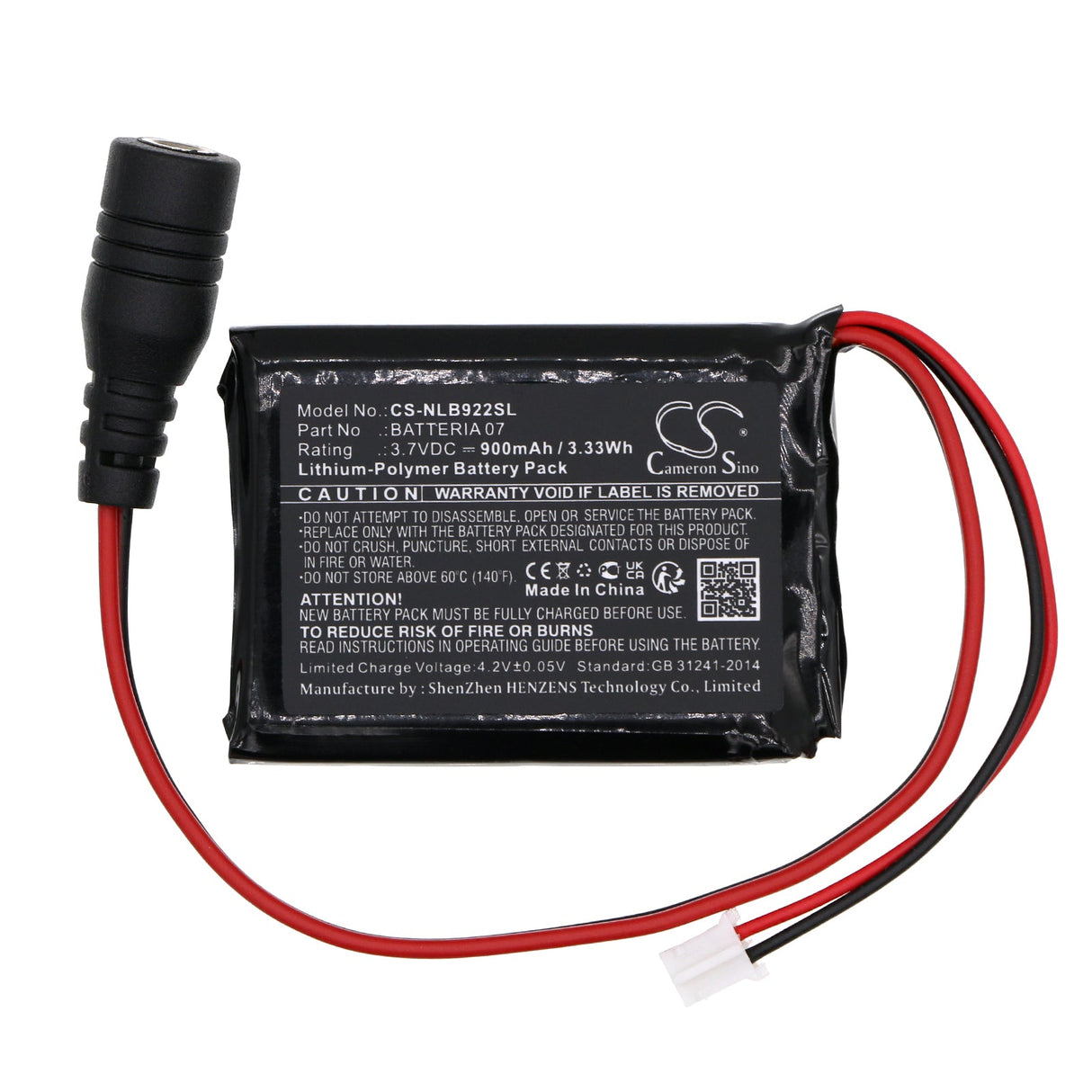 3.7V, Li-Polymer, 900mAh, Headset Battery Fits Nolan, N-com B902 L, N-com B902 R, 3.33Wh Wireless Headset Cameron Sino Technology Limited