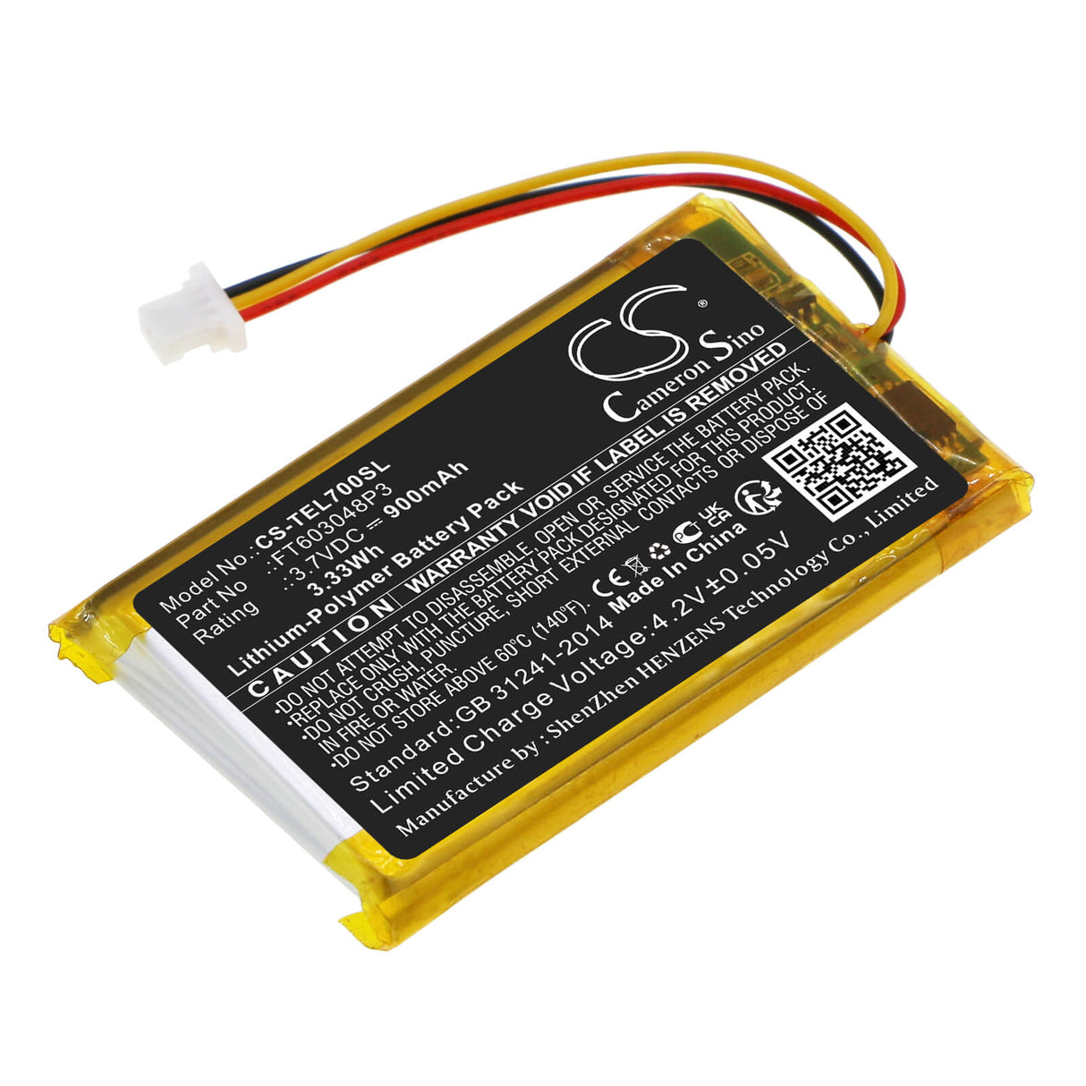 3.7V, Li-Polymer, 900mAh, Headset battery fits Turtle, Creative, Roccat, Ft603048p3, Tactic 3d Rage 2.0 Wireless, 3.33Wh Wireless Headset Cameron Sino Technology Limited