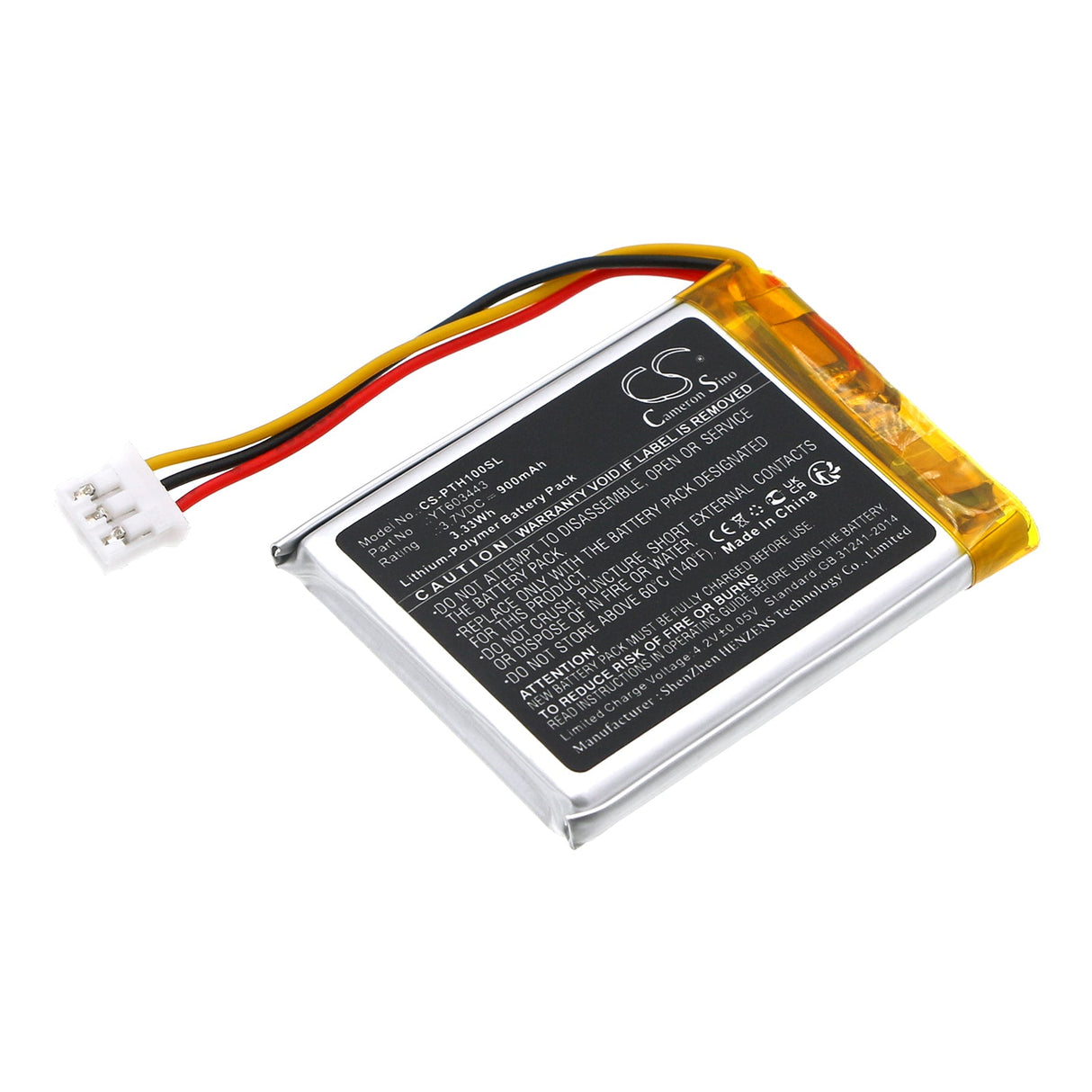 3.7V, Li-Polymer, 900mAh, Speaker battery fits Peterson, Sp-1, Stroboplus Hd, 3.33Wh Speaker Cameron Sino Technology Limited