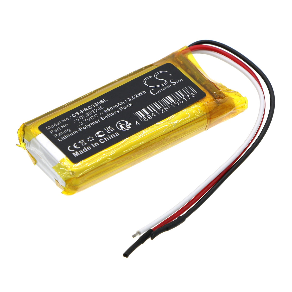 3,7V, Li-Polymer, 950mAh, Batterie de haut-parleur compatible avec Plantronics, Poly, Poly Calisto 5300, Calisto 5300, 3,52Wh Haut-parleur Cameron Sino Technology Limited