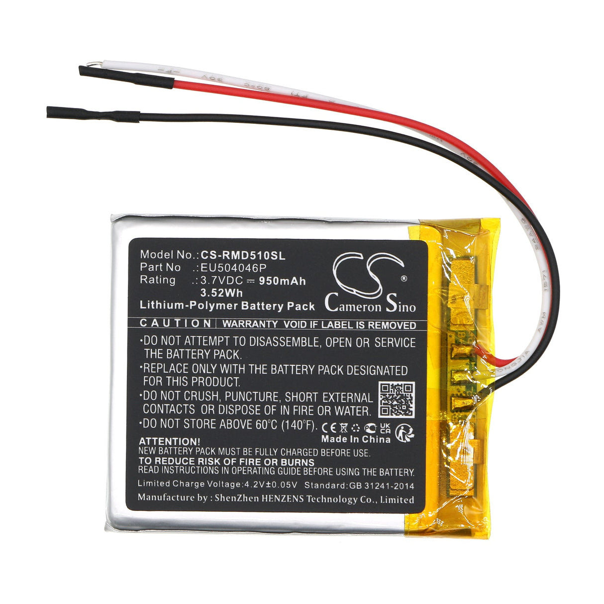 3,7V, Li-Polymer, 950mAh, batterie GPS compatible avec Rand Mcnally, Eu504046p, Tnd-510, Tnd-520, 3,52Wh GPS, Navigator Cameron Sino Technology Limited