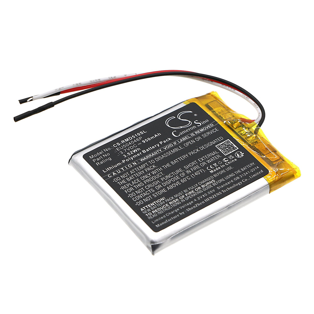 3,7V, Li-Polymer, 950mAh, batterie GPS compatible avec Rand Mcnally, Eu504046p, Tnd-510, Tnd-520, 3,52Wh GPS, Navigator Cameron Sino Technology Limited