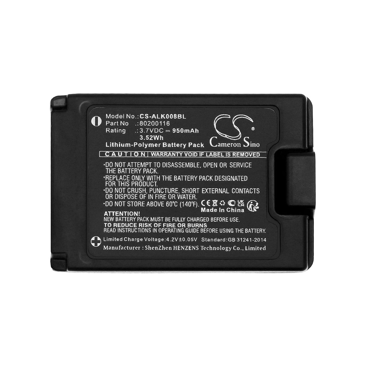 3.7v, Li-polymer, 950mah, Crane Remote Battery Fits Autec A8b, Air Remote Control, 3.52wh Crane Remote Control Cameron Sino Technology Limited