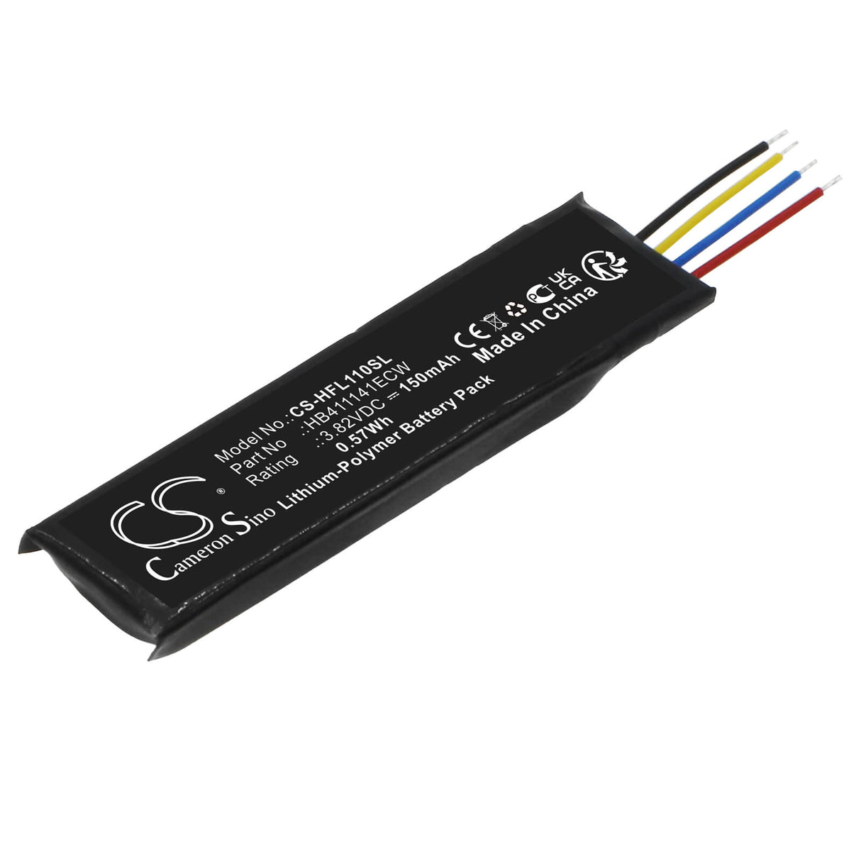 3.82V, Li-Polymer, 150mAh, Headset battery fits Huawei, Hb411141ecw, Freelace Pro, Hua01, 0.57Wh Wireless Headset Cameron Sino Technology Limited