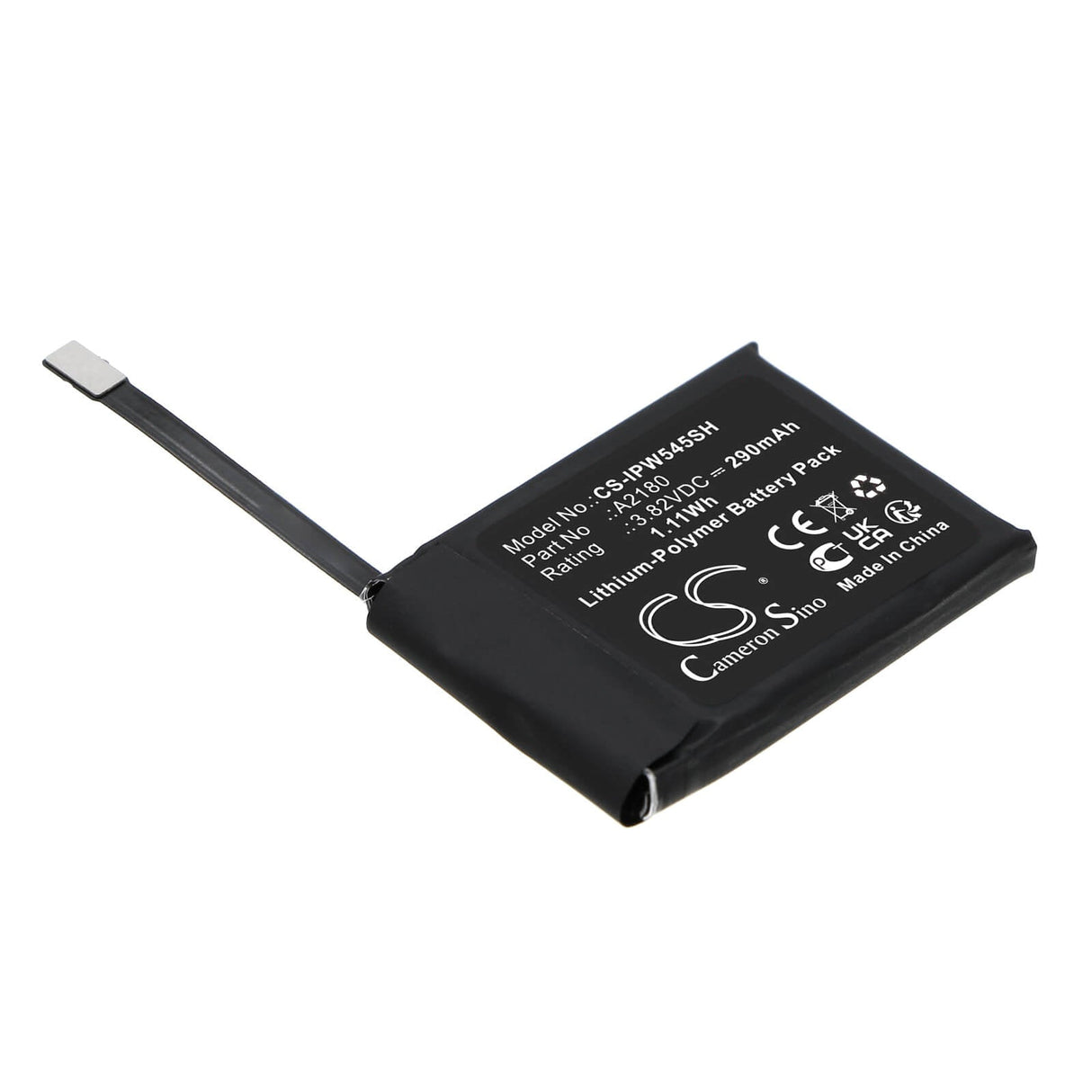 3.82V, Li-Polymer, 290mAh, Smartwatch battery fits Apple, A2180, Watch Se 44mm, 1.11Wh Smartwatch Cameron Sino Technology Limited