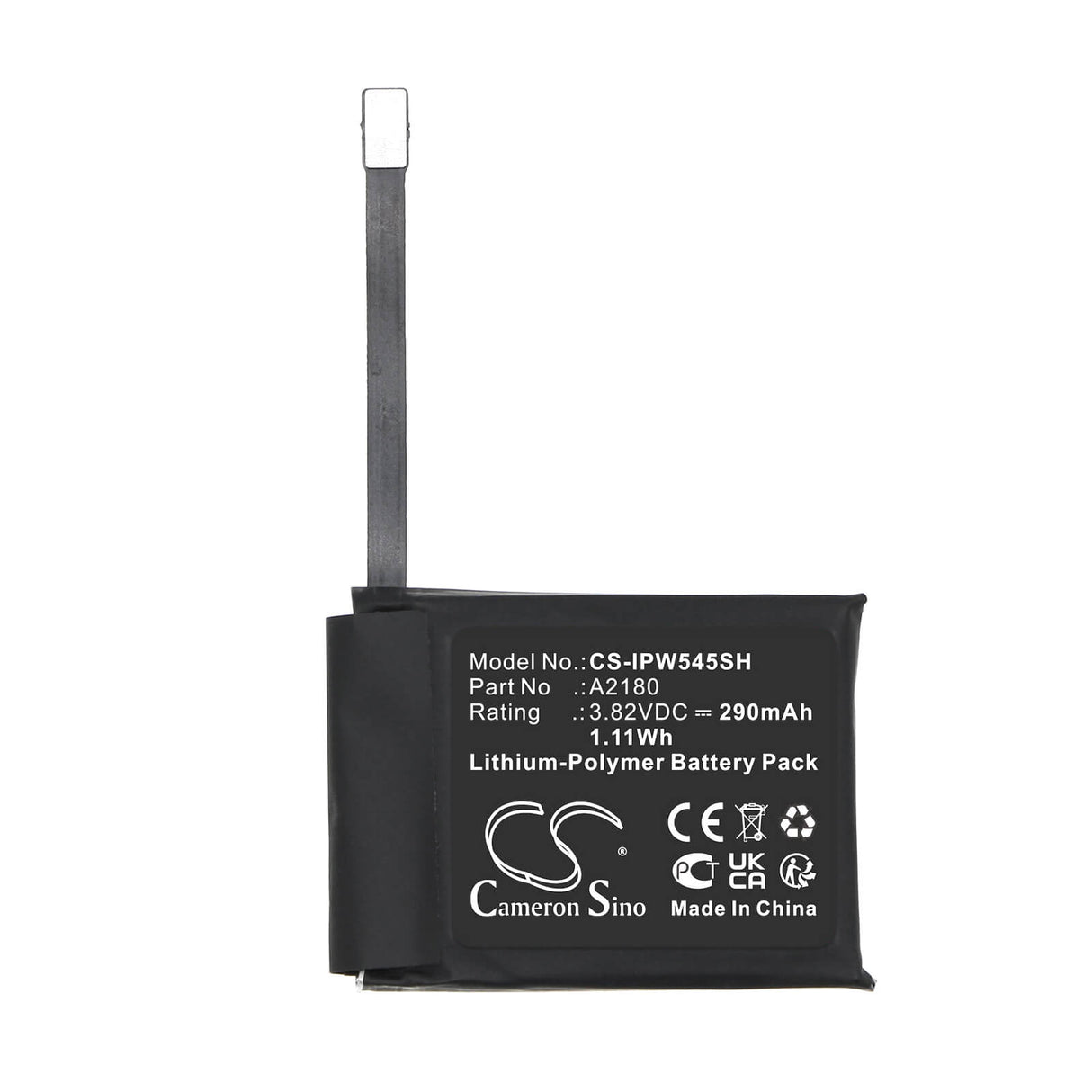 3.82V, Li-Polymer, 290mAh, Smartwatch battery fits Apple, A2180, Watch Se 44mm, 1.11Wh Smartwatch Cameron Sino Technology Limited
