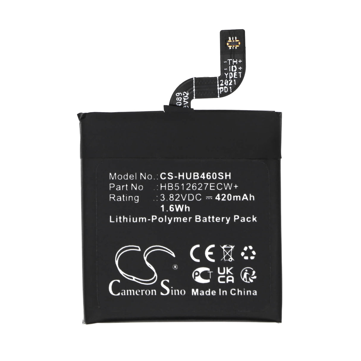 3.82V, Li-Polymer, 420mAh Smartwatch Battery fits Huawei, Ftn-b19, Watch Gt 46mm, 1.6Wh Smartwatch Cameron Sino Technology Limited