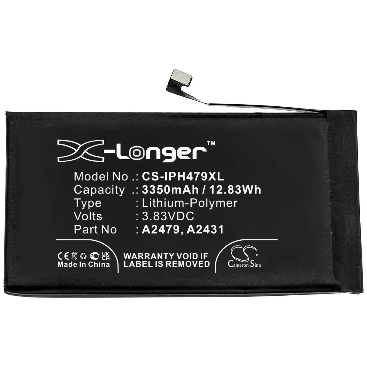 3.83V, Li-Polymer, 3350mAh, SmartPhone battery fits Apple, A2431, Iphone 12, Iphone 12 Max, 12.83Wh Mobile, SmartPhone Cameron Sino Technology Limited (Smartphone)