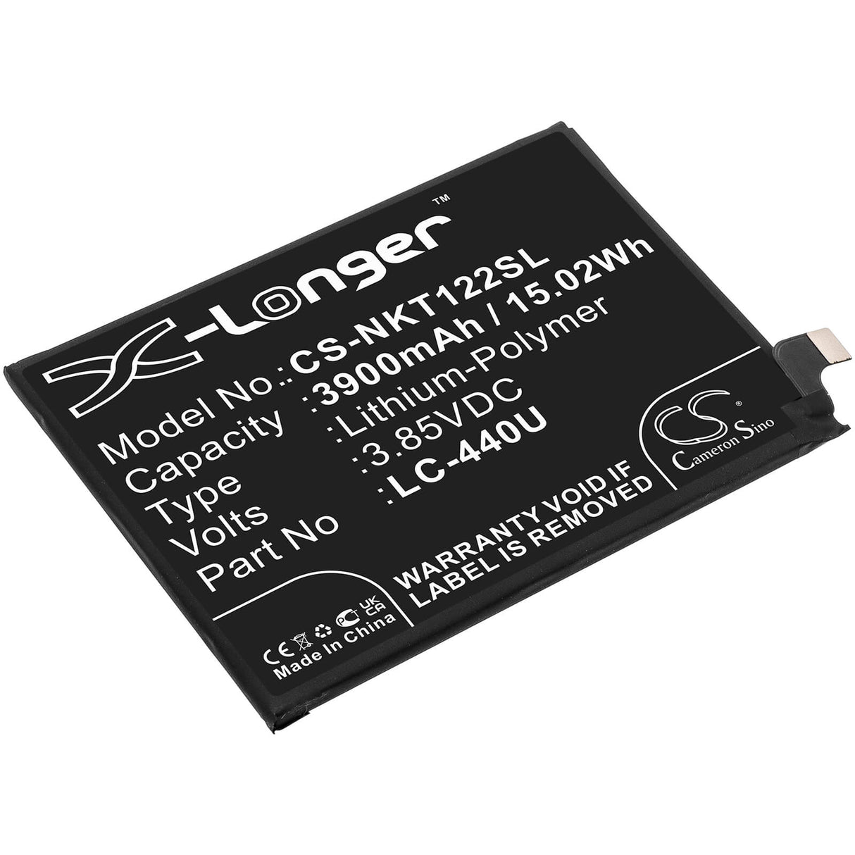 3.85V, Li-Polymer, 3900mAh, SmartPhone battery fits Nokia, Lc-440u, 5.3 2020, Ta-1223, 15.02Wh Mobile, SmartPhone Cameron Sino Technology Limited (Smartphone)