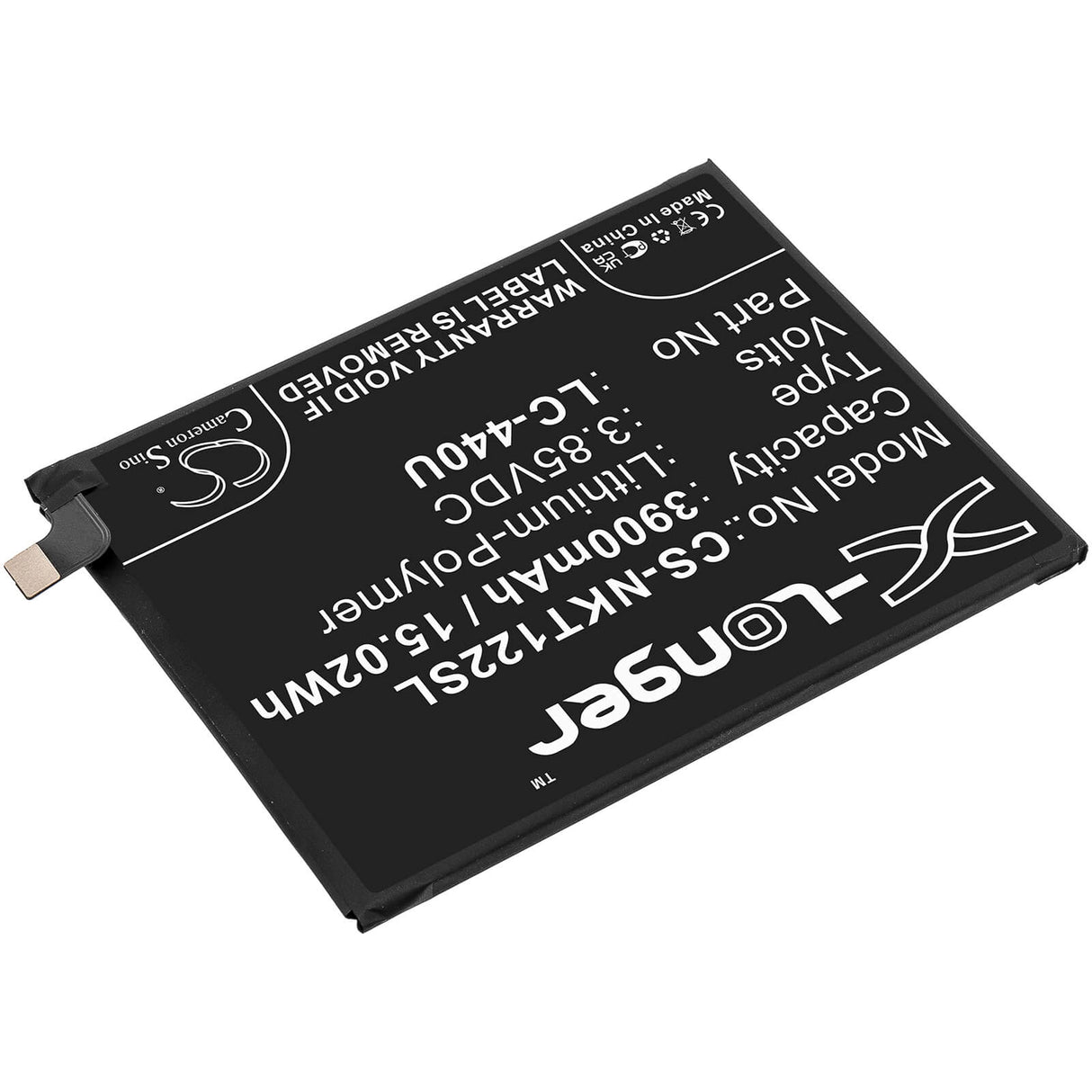 3.85V, Li-Polymer, 3900mAh, SmartPhone battery fits Nokia, Lc-440u, 5.3 2020, Ta-1223, 15.02Wh Mobile, SmartPhone Cameron Sino Technology Limited (Smartphone)
