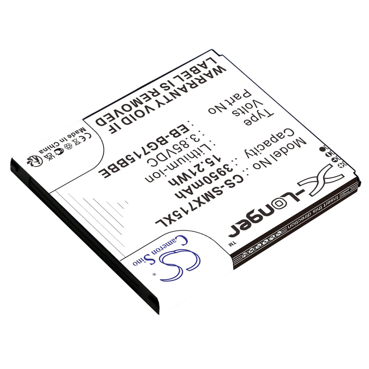 3.85V, Li-ion, 3950mAh, SmartPhone battery fits Samsung, Eb-bg715bbe, Galaxy Xcover Pro, Sm-g715, 15.21Wh Mobile, SmartPhone Cameron Sino Technology Limited (Smartphone)